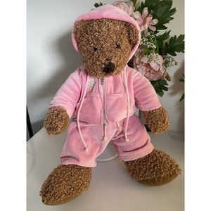 Vtg New York & Company Plush Teddy Bear w Pink Hoodie Jogging Set NY&CO Logo EUC